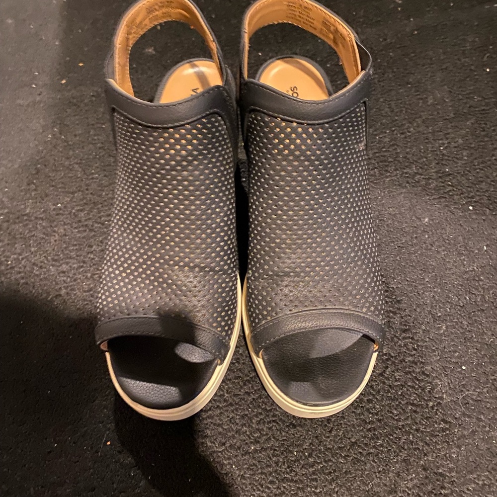 Sonoma Black Wedge Peep-Toe Sandals